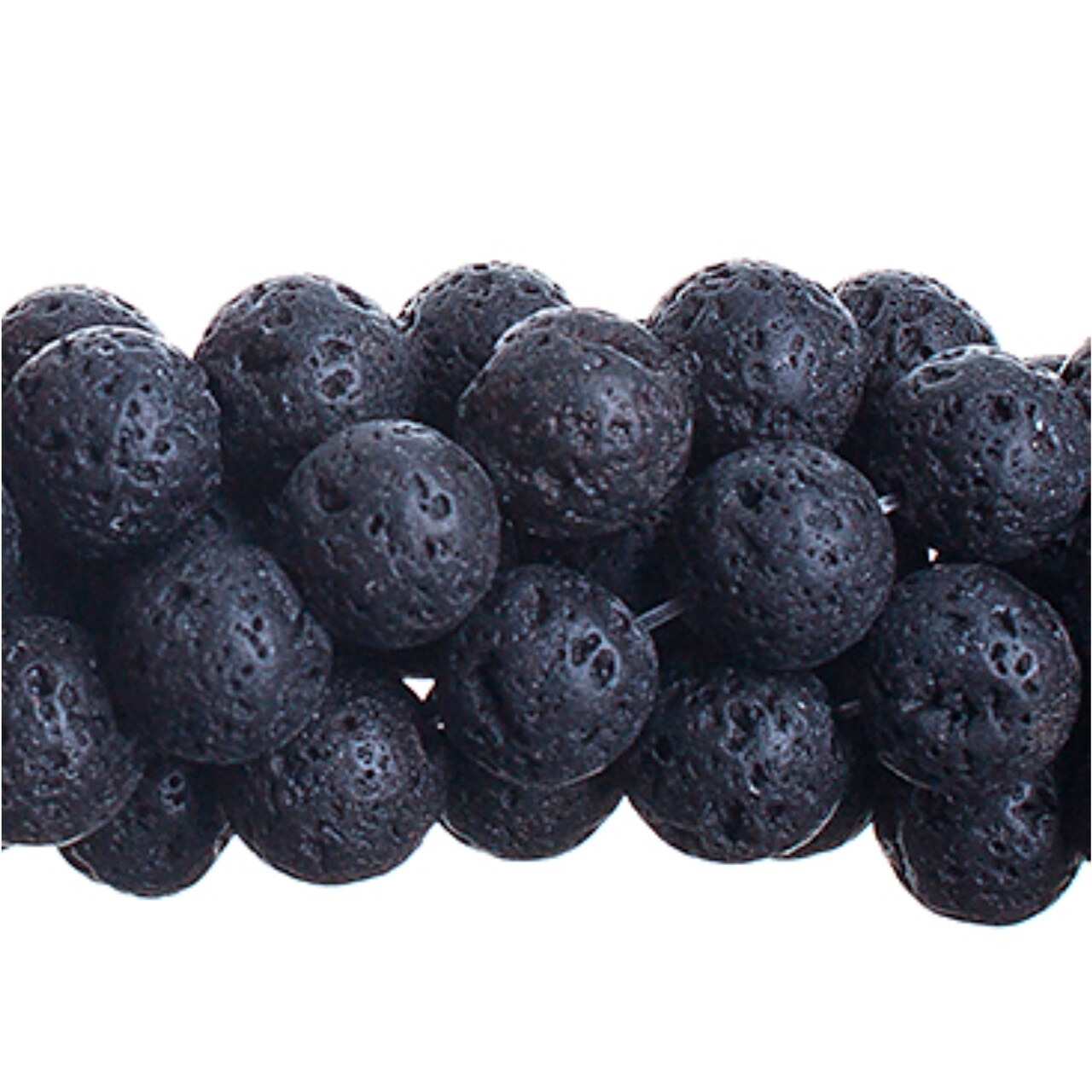 Earth's Jewel Semi-Precious 6mm Black Lava Natural Round Strung Bead